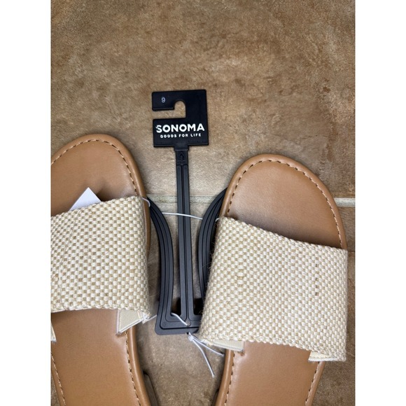 Sonoma Goods for Life Women's Sandals Slides Cream Woven Size 9 Casual - Picture 3 of 5